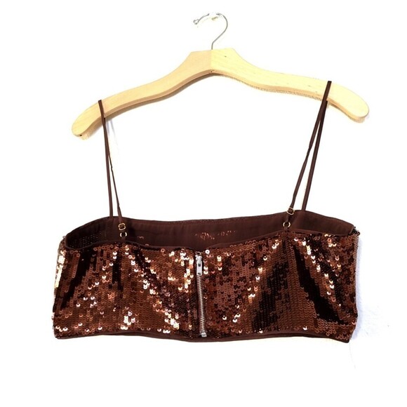 NEW Camila Coelho Ava Crop Top Audrey Skirt Matching Set Sequin Chocolate Brown - Picture 5 of 15